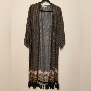 Nikki Erin Floral Duster Kimono with Tassel Trim Sz Large/XLarge